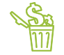 Icon of the money roll where money is discarded: representing the squandered financial investment in this training program that will neither be of true worth in learning, because of the shallow content.