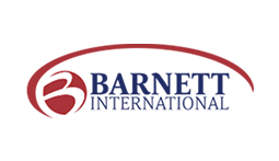 Logo of Barnett International, a client of Upside Learning, featuring a modern design that represents the company's focus on providing global training solutions. The logo emphasizes Barnett International's commitment to enhancing skills and knowledge across various industries.