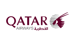 Logo of Qatar Airways, featuring a stylized falcon above the airline's name in elegant typography. The design represents Qatar Airways' commitment to excellence in air travel and their partnership with Upside Learning.