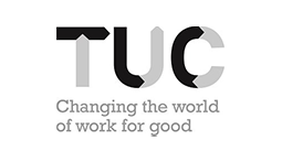 Logo of the Trades Union Congress (TUC) featuring bold typography with the tagline 'Changing the World of Work for Good.' The design reflects TUC's commitment to improving working conditions and advocating for workers' rights.